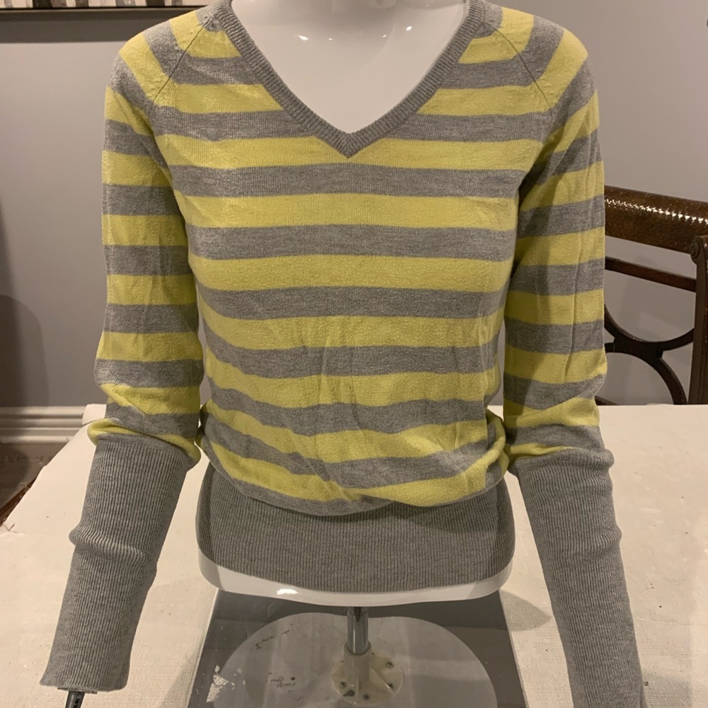 Mossimo Gray and Yellow V-Neck Sweater